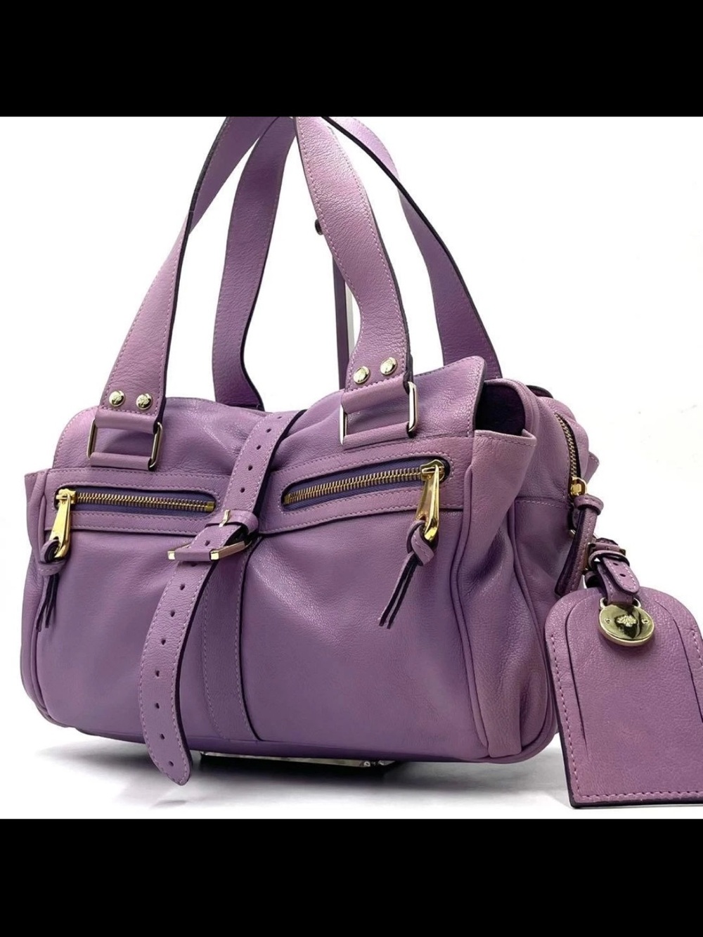 Mulberry Lavender Leather Shoulder Bag with Gold Hardware - Picture 3 of 14